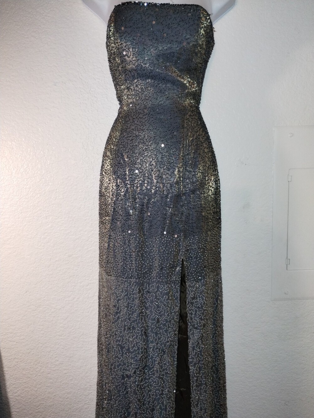 Sue Wong Nocturnal Dress Gorgeous Beaded Detailing Strapless Lace Up Back sz 4